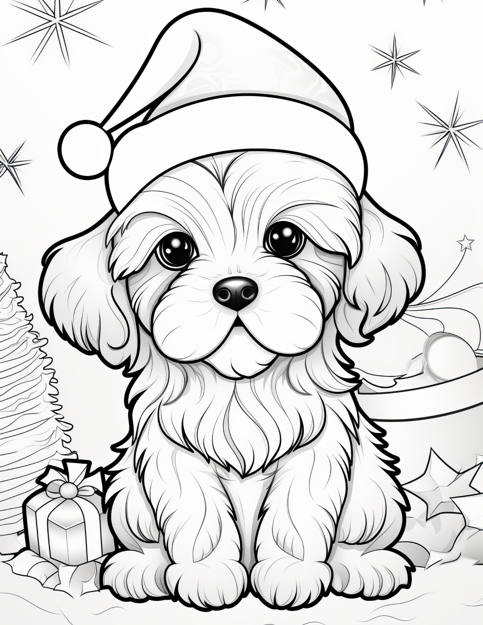 Christmas Puppies Coloring Pages 25-page Instant Download - Etsy