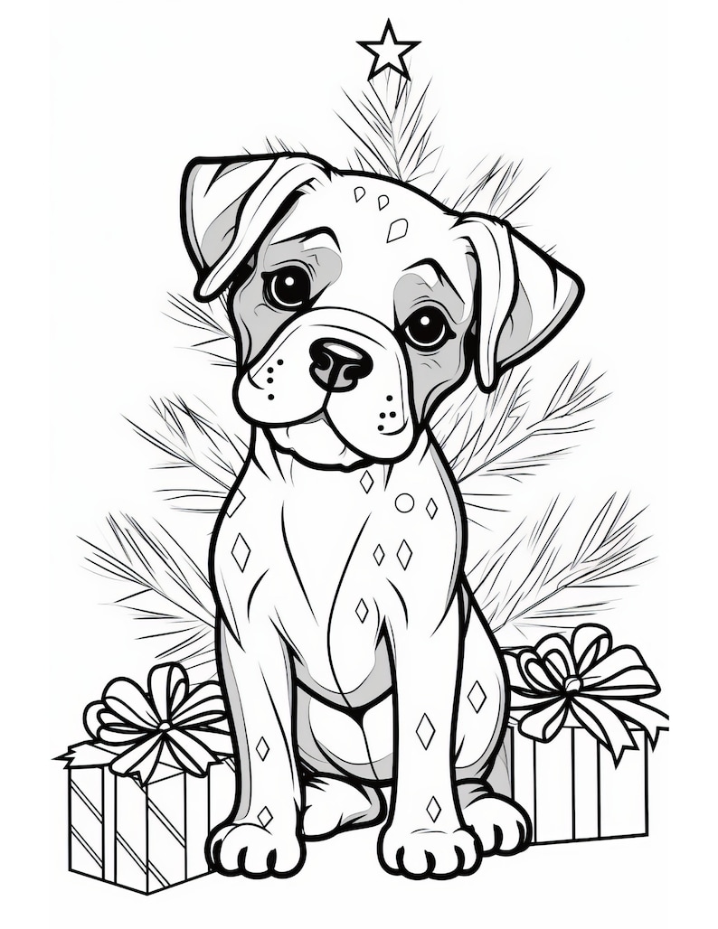 Christmas Puppies Coloring Pages 25-page Instant Download - Etsy