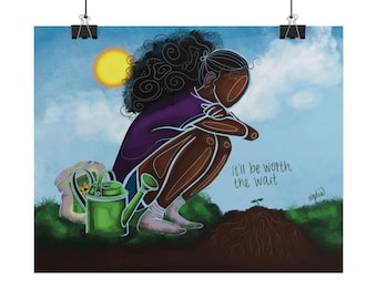 Patience | Inspirational Quote Art Print | black woman art | healing art | self love | affirmation art | NydiaDraws