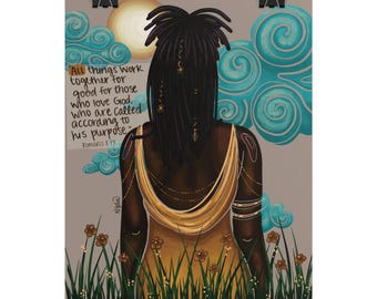 ALL things | Inspirational Quote Art Print | black woman art | healing art | self love | affirmation art | NydiaDraws