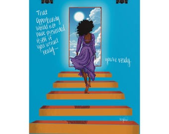 Opportunity Knocks | Inspirational Quote Art Print | black woman art | healing art | self love | affirmation art | NydiaDraws