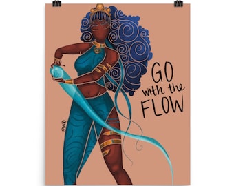 Water Bender | Inspirational Quote Art Print | black woman art | healing | self love | affirmation | NydiaDraws