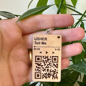 Personalized Wooden QR Code Keychain: Scannable Music Gift