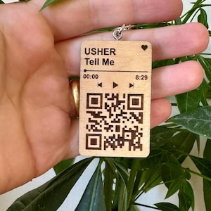 Apples music keychain QR code Scannable Music Code Keychain Gift Our Song Anniversary Gift  girlfriend wood Fathers day gift