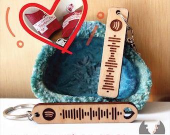Personalized Spotify Code Keychain: Engraved Wood Music Gift