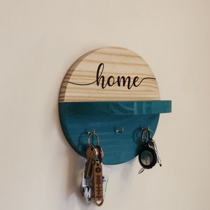 Rustic Wooden Key Holder with Shelf: Entryway Organizer