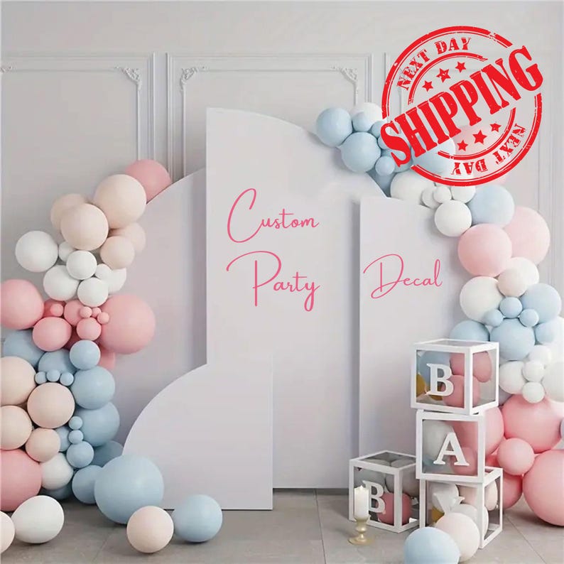 Custom Birthday Decal for Party Balloon Arch, Custom Party Decoration, Vinyl Party Decal