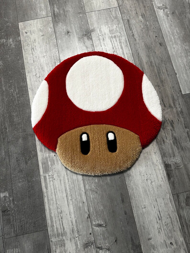 Handmade Tufted Mario Mushroom Floor Rug - Etsy