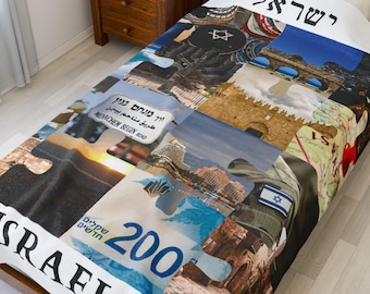 Manta de terciopelo con temática israelí: Regalo de viaje judío, 152 x 203 cm, Regalo de Janucá