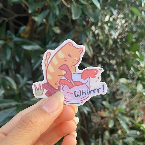 Cat&soup Game Stickers -"Whirr! Orange Cat spilling soup-