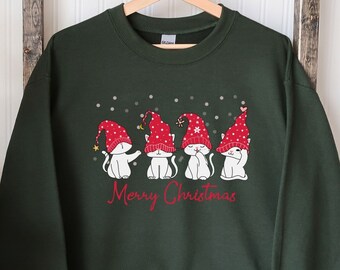 Merry Christmas Sweatshirt, Cute Christmas Cat Shirt, Cat Christmas Sweatshirt, Cats Sweatshirt, Cat Lover Christmas Shirt, Christmas Gift