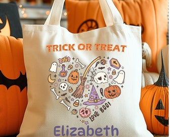Bolsa de truco o trato personalizada, bolsa de dulces de Halloween, bolsa de Halloween, bolsa de Halloween personalizada, bolsa de truco o trato personalizada, bolsa de truco o trato