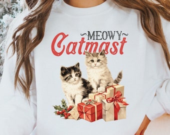 Meowy Catmas Sweatshirt, Christmas Cat Sweater, Meowy Christmas Sweater, Cat Lover Christmas, Christmas Cat Mom Shirt, Christmas Gift
