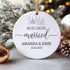 Personalized First Christmas Married Ornament - Custom Names and Date, Personalized Gift, Marriage Gift, Christmas Ornament, Christmas Gift