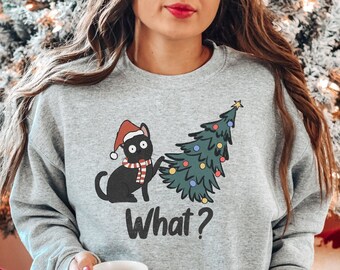 Funny Christmas Cat Sweatshirt, Cute Christmas Cat Shirt, Cat Christmas Sweatshirt, Cat Sweatshirt, Cat Lover Christmas Shirt,Christmas Gift