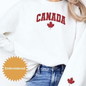 Gesticktes Kanada-Sweatshirt, Kanada-Tag Shirt, kanadischer Stolz, Kanada-Flaggen-Shirt, Ahornblatt, Kanada-Pullover, oh Kanada, Geschenk
