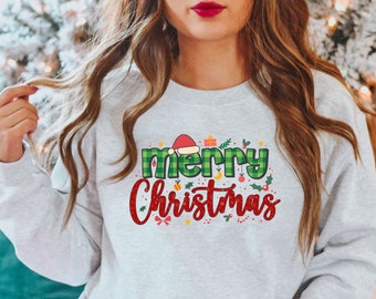 Merry Christmas Sweatshirt. Festive Sweatshirt. Christmas Crewneck, Holiday Sweater, Christmas Gift, Christmas Shirt for Women