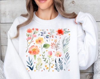 Wildflower Sweatshirt, Floral Sweatshirt, Flower Sweatshirt, Plant Lover Gift, Vintage Floral Sweatshirt, Wild Flowers Sweatshirt, Plant Mom