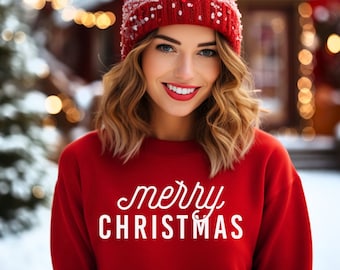 Merry Christmas Sweatshirt. Festive Sweatshirt. Christmas Crewneck, Holiday Sweater, Christmas Gift, Christmas Shirt for Women