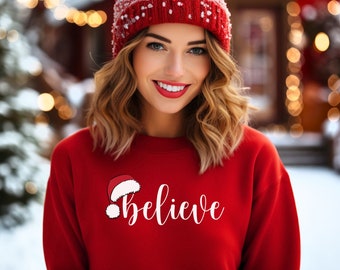 Believe Christmas Sweatshirt, Believe Sweater, Christmas Party Shirt, Christmas Crewneck, Santa Sweatshirt, Santa Sweater, Christmas Gift
