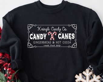 Kringle Candy Co Sweatshirt, Candy Cane Sweatshirt, Candy Cane Sweater, Christmas Crewneck, Santa Sweater, Santa Sweater, Candy Cane Shirt