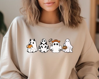Halloween Ghost Cow Sweatshirt, Western Halloween Sweatshirt, Ghost Sweatshirt, Halloween Sweatshirt,Cute Halloween Sweatshirt,Spooky Season