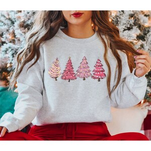 Pink Christmas Tree Sweater, Christmas Tree Sweatshirt, Christmas Crewneck, Holiday Sweater, Christmas Sweatshirt, Christmas Gift,Farm Fresh
