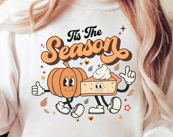Bluza z kapturem Tis The Season, Bluza jesienna, Bluza na Święto Dziękczynienia, Bluza z dynią, Pumpkin Spice, Upiorny sezon, Jesienny okrągły dekolt