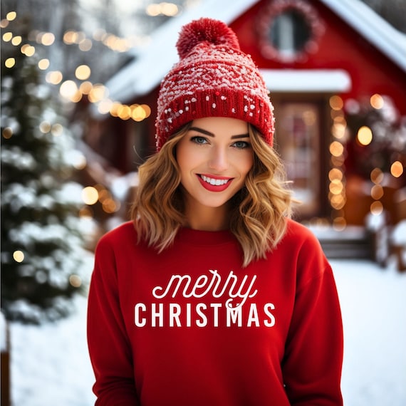 Merry Christmas Sweatshirt. Festive Sweatshirt. Christmas Crewneck, Holiday Sweater, Christmas Gift, Christmas Shirt for Women