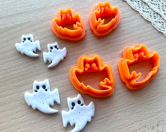 Ghost Polymer Clay Cutters: Halloween Earring Dangle, Mirrored Set