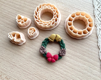 Christmas Wreath Clay Cutter Set: Polymer Earring Tools