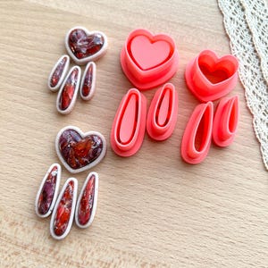 Polymer Clay Cutters/ Earring Cutters/ Dangle Earring Cutters/ Clay Cutters/ Clay tools/ Valentine&#39;s Day Bezel Heart Cutter/ Faux Stone