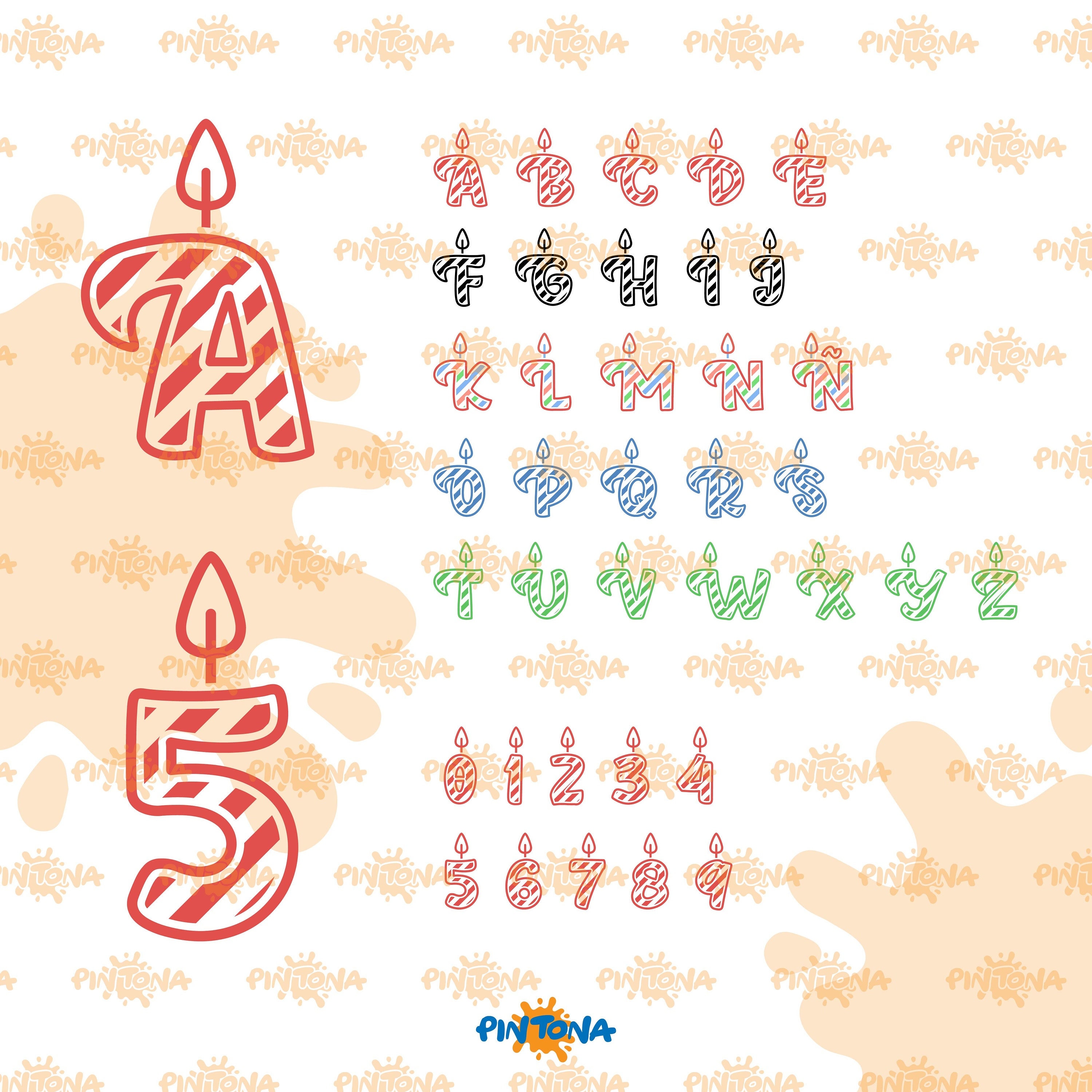 Birthday Candle Alphabet and Numbers SVG PNG & EPS Etsy