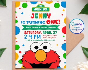 Printable kids birthday invitation, 1st editable invitation, first birthday party invite, second birthday party digital template