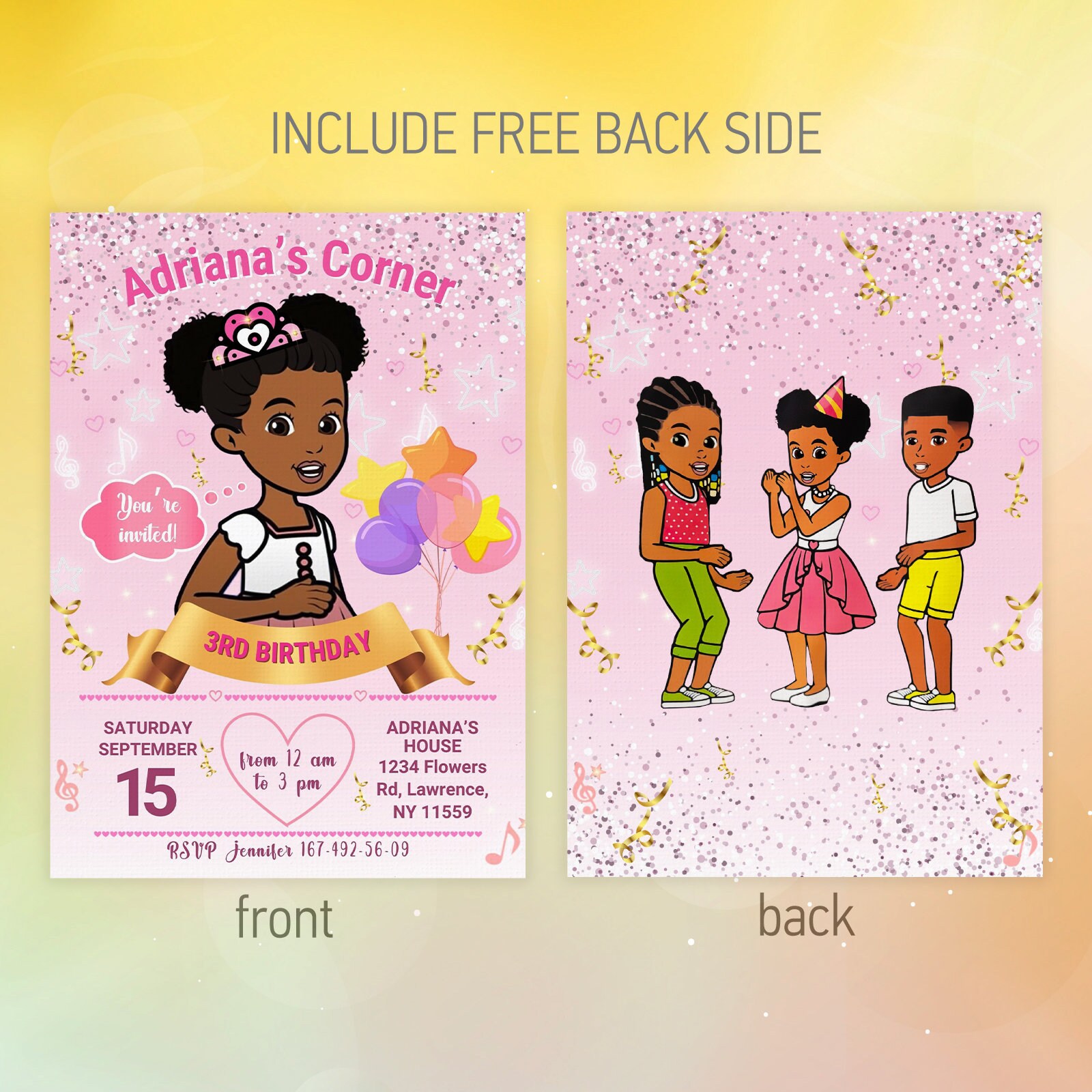 Gracie's Corner Birthday Invitation, Music Birthday Party, Printable