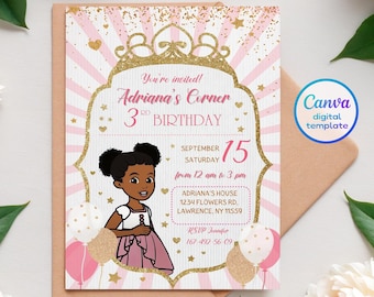 Gracie's Corner birthday invitation, music birthday party, printable editable girl invite template, gracie invitation
