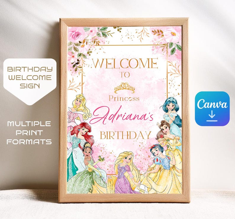 Welcome Princesses Princess Printable Welcome Sign Template, Birthday Once Upon a Time ...