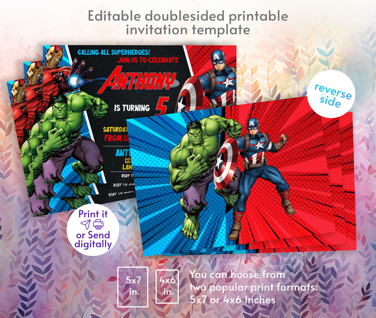 Printable Birthday Invitation, Avengers Invite, Spiderman Invite ...