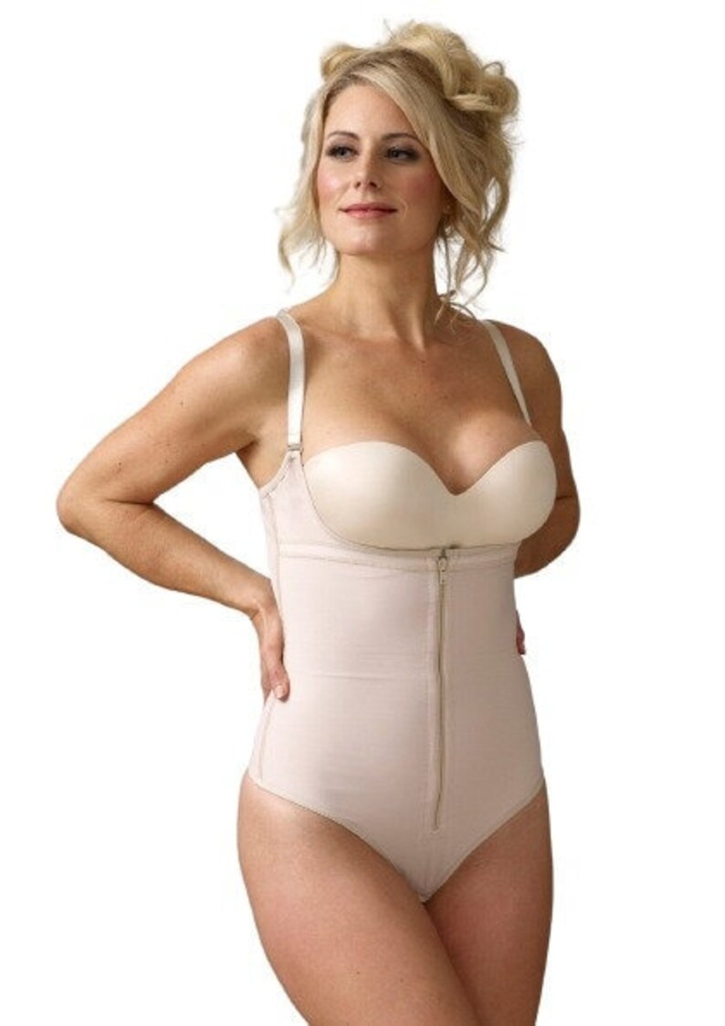 Open Bust Thong Tummy Control High Compression Shapewear Bodysuit Postpartum Post Surgical