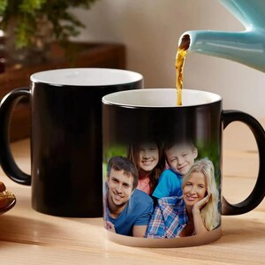  Taza mágica personalizada, taza de café personalizada que  cambia de color, taza de café de 11 onzas con sensible al calor, regalos  personalizados para mamá, papá, familia, mejor amigo, taza de