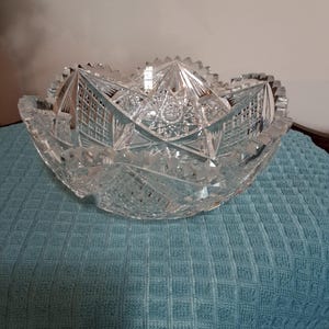 Antique Vintage American Brilliant Cut Glass Bowl 8.25” Wide
