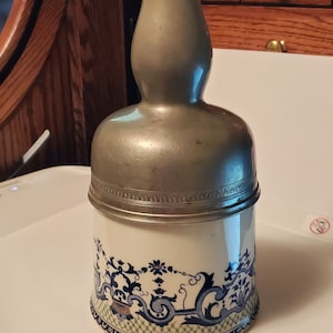 Vtg Rare 60’s Gien France Wine Decanter Faience Pottery Blue/White Transferware