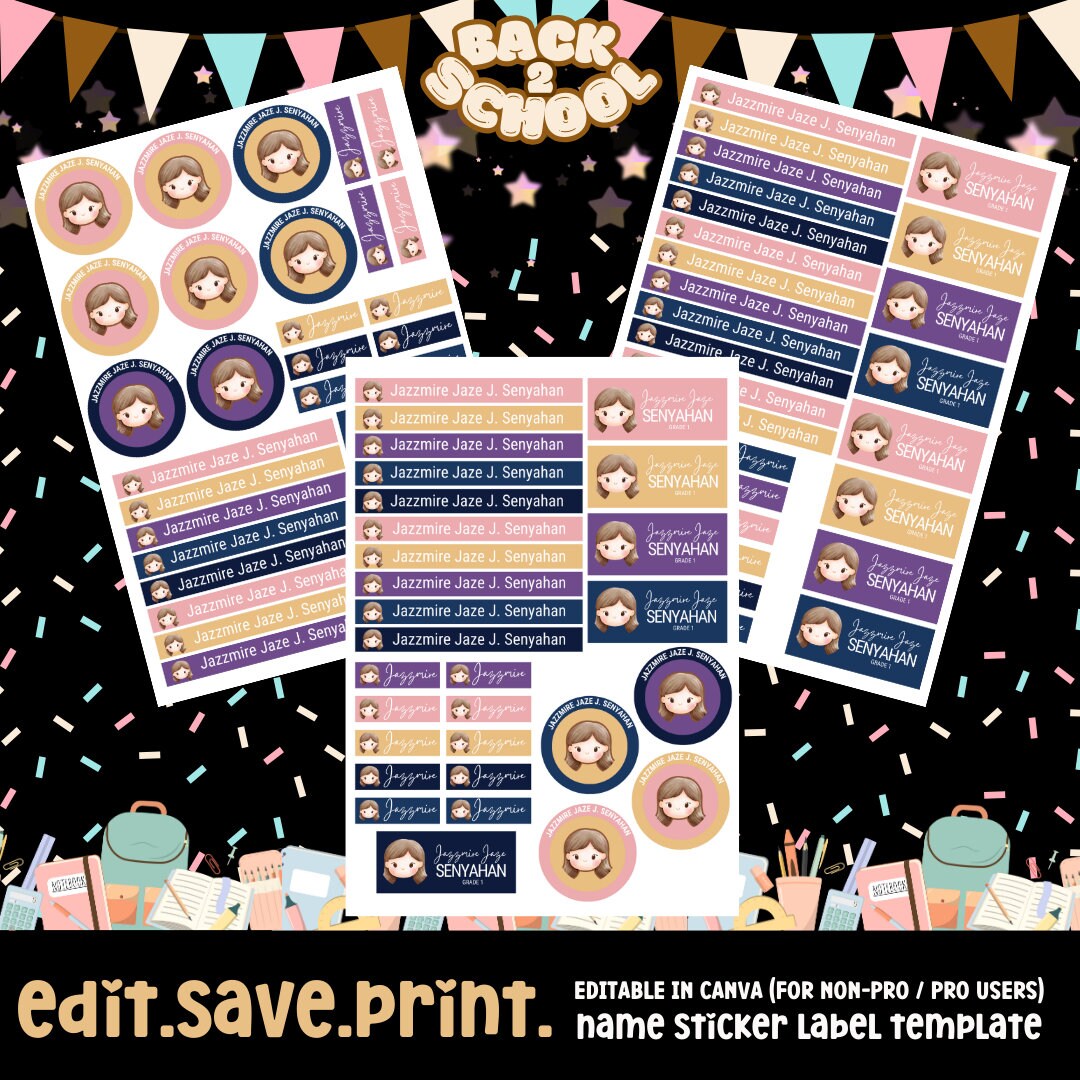 Personalized Name Label Stickers 29 Colorful Labels in 3 Formats ...
