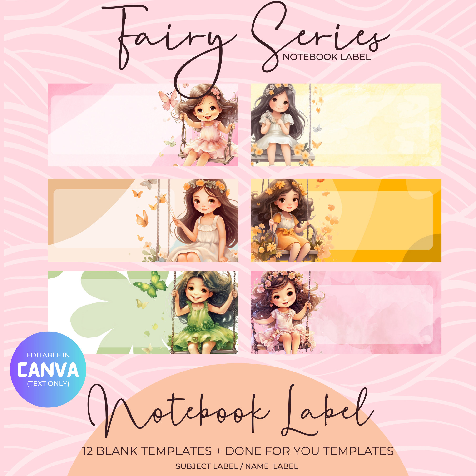 12 Editable School Labels for Notebooks Customizable Name - Etsy