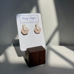 Dropped Hexagon Small - Anything But Basic Fall 23 Collection - Bold - Textured - Statement Stud Dangle - Polymer Clay Earrings