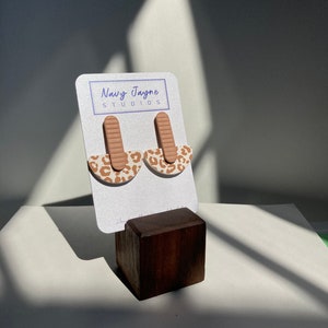 Dropped Semi Circle Medium - Anything But Basic Fall 23 Collection - Bold - Textured - Statement Stud Dangle - Polymer Clay Earrings