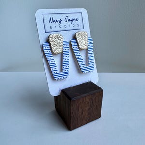 The Theresa - Dockside Collection - Summer - Bold - Bright - Fun - Striped - Statement Stud Dangle - Lightweight - Polymer Clay Earrings