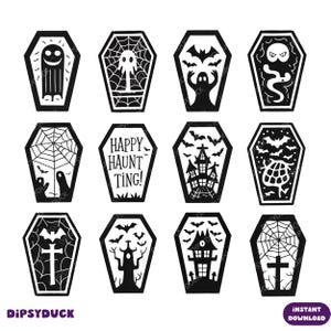 Halloween Scary Coffin Bundle png, Ghost Coffin png, Horror png, Halloween Bundle png, Spooky Coffin png, Cute Skeleton Coffin png, Coffin