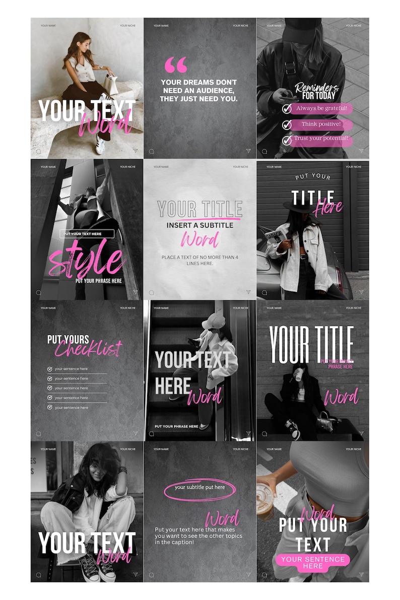 Pink Instagram Canva template bundle showing 36 editable posts, matching story slides, and 148 short vertical reels video covers in a soft pastel pink aesthetic for coaches, small businesses, and content creators, perfect for feminine Instagram branding and engagement-boosting social media content.