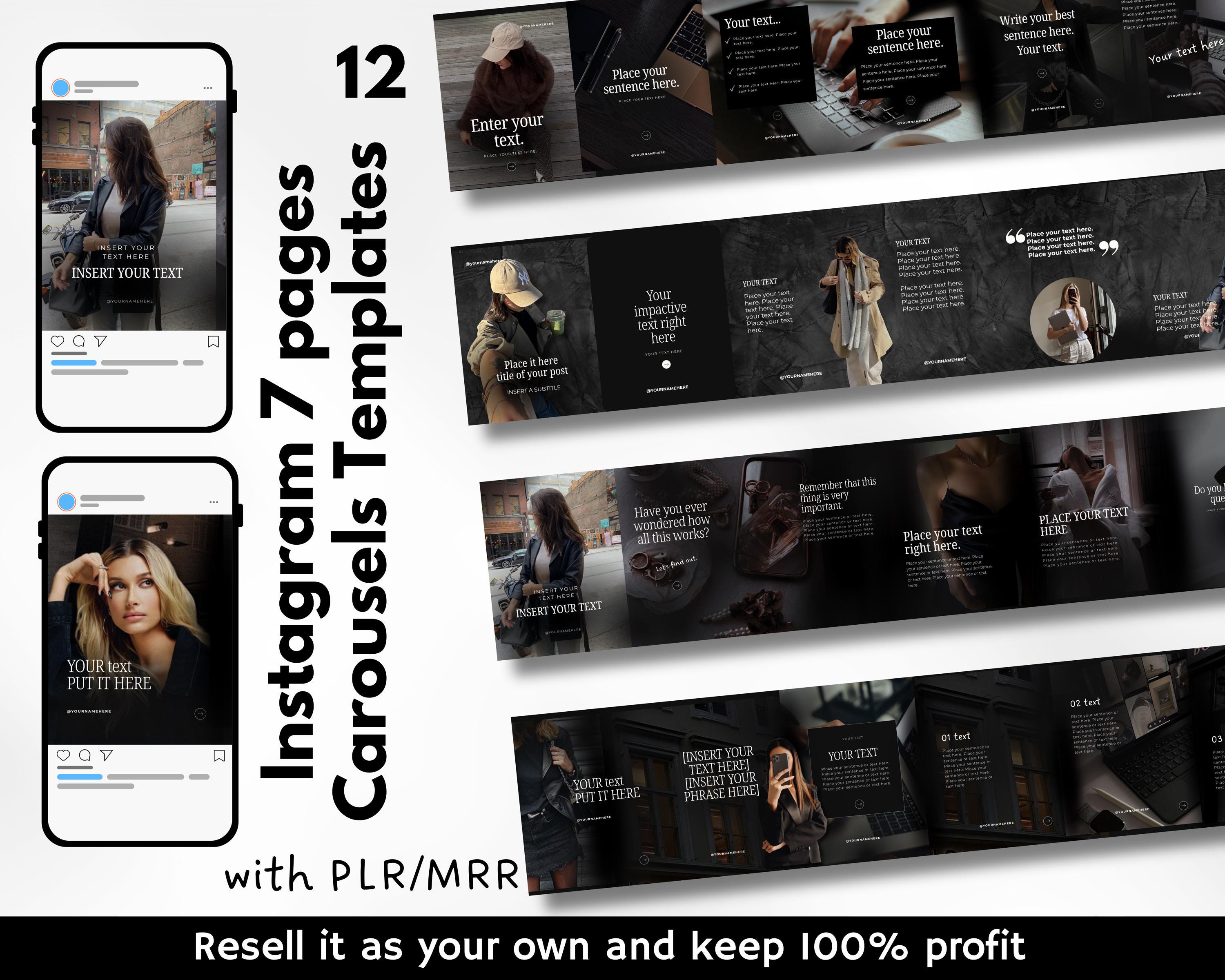Instagram Carousel Templates | Canva Social Media PLR/MRR (digital ...